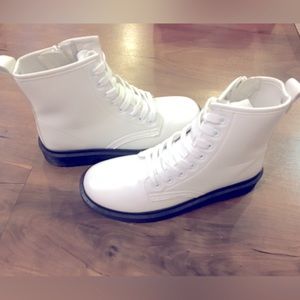 White combat moto boots size 7 6.5